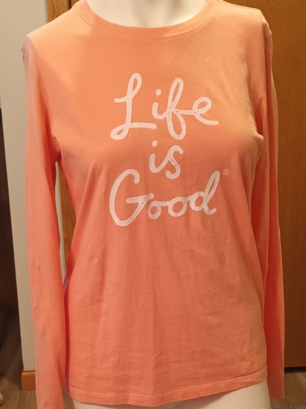 Life Is Good Coral Long Sleeve Tee, Medium, 100% Cotton, Barely Worn!